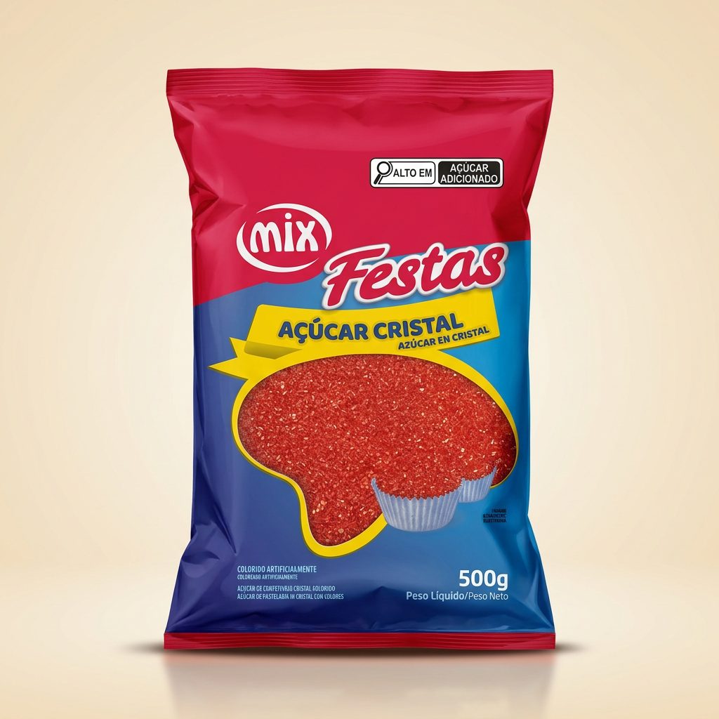Açúcar Cristal Vermelho Mix 500 g