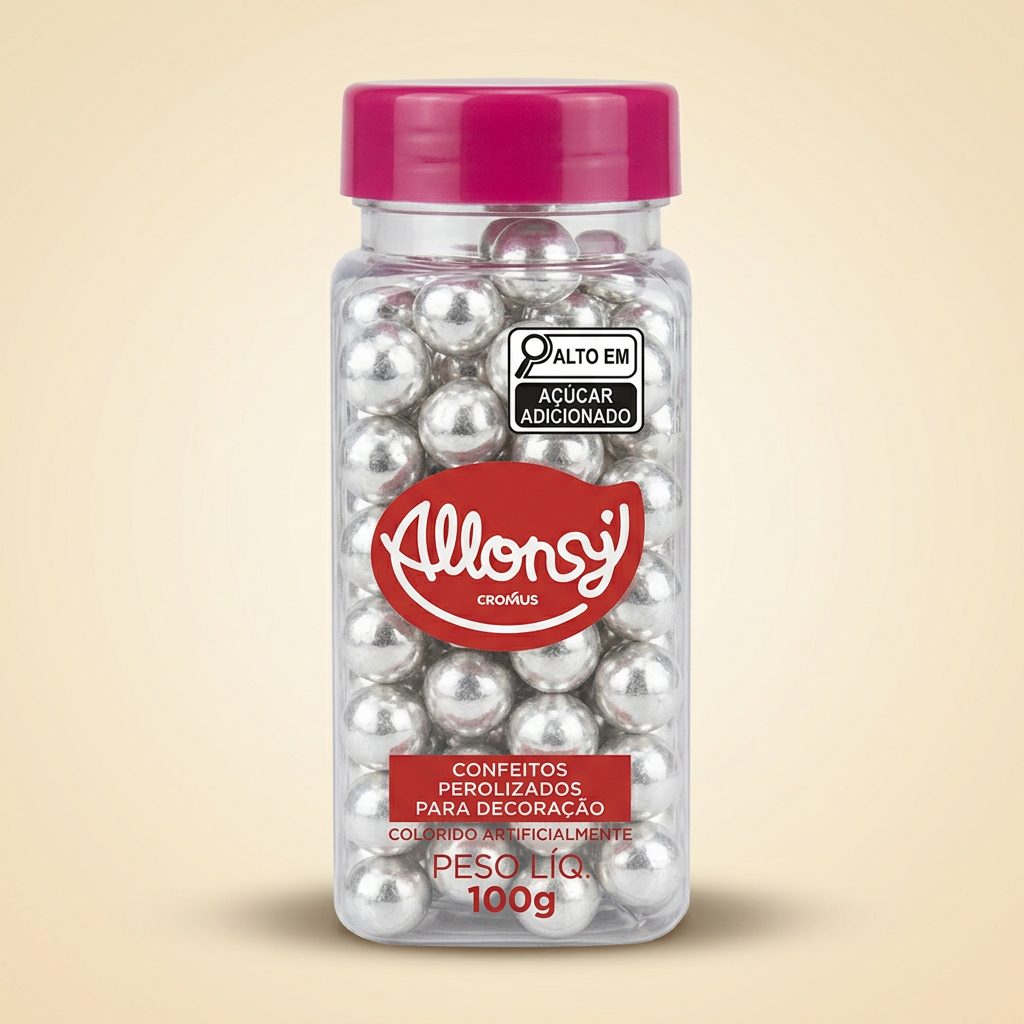 Confeitos Perolizados Prata Allonsy Cromus 100 g