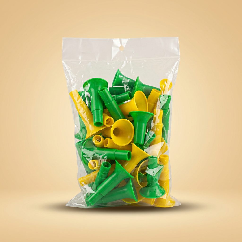 Apito Corneta Verde e Amarelo — pacote