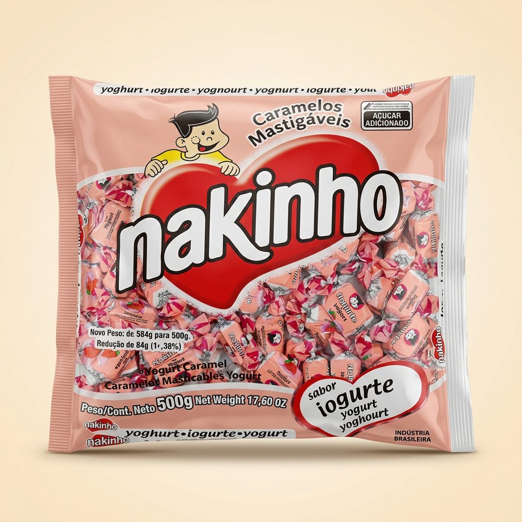 Bala Nakinho Mastigável Sabor Iogurte 500 g