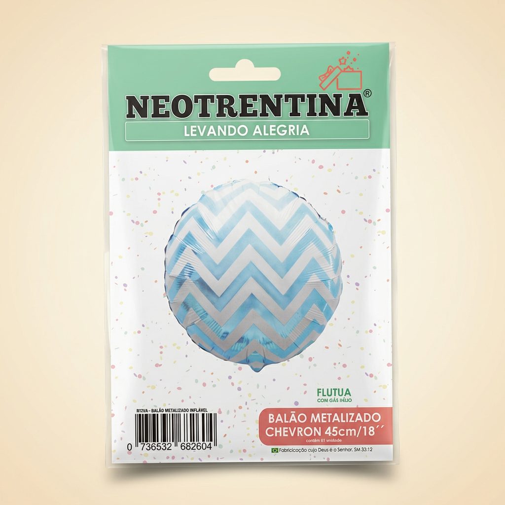 Balão Metalizado Chevron Azul 45 cm