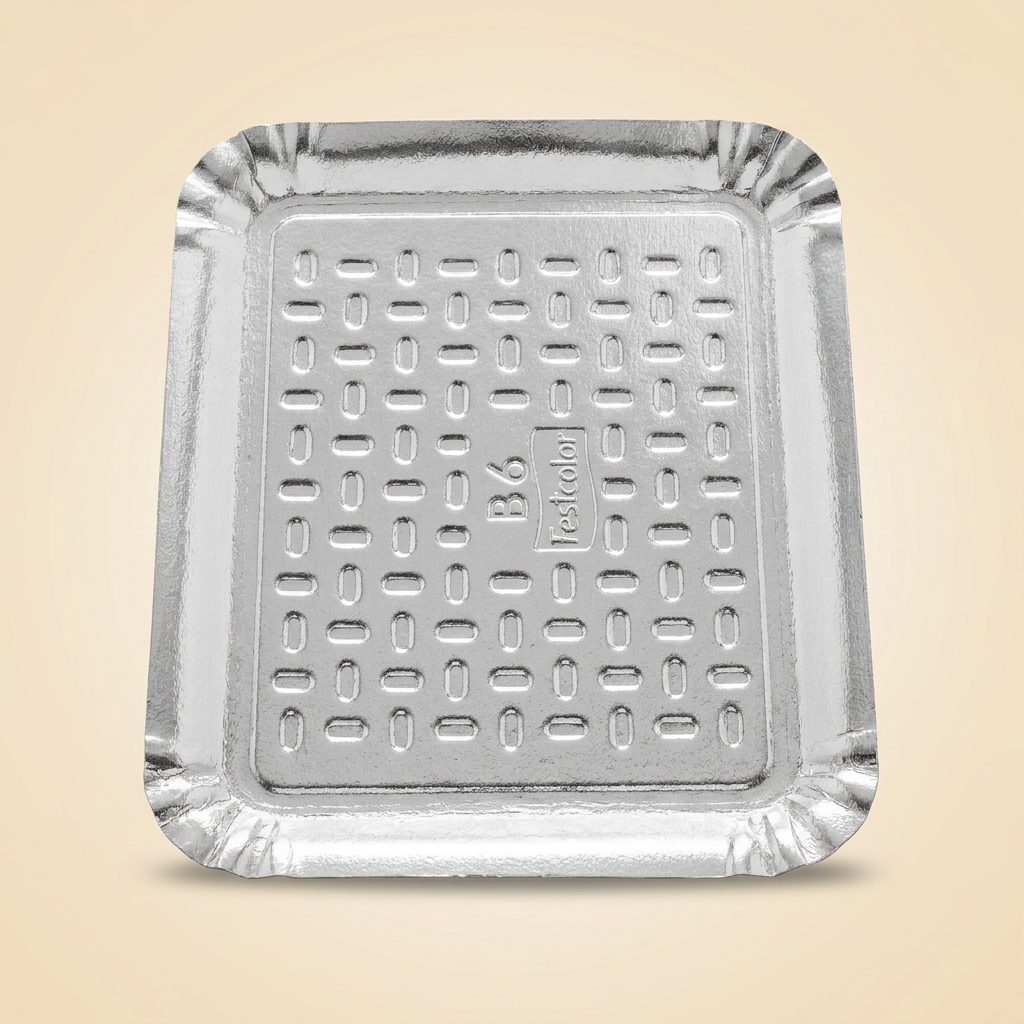 Bandeja Quadrada de Papelão Prata B6 — Festcolor