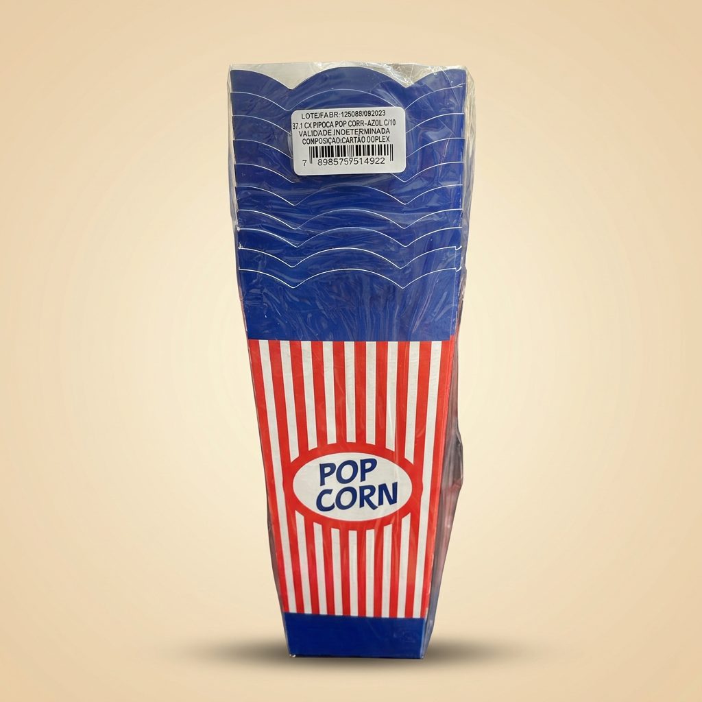 Caixa de Pipoca Pop Corn Azul — 10 un