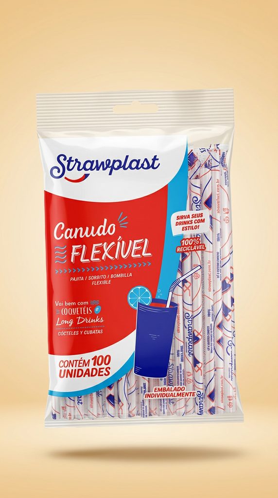 Canudo Flexível Strawplast — 100 un