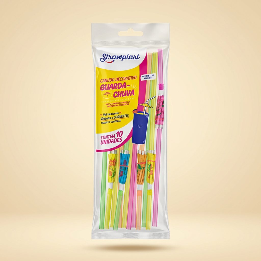 Canudo Decorativo Guarda-Chuva Strawplast — 10 un