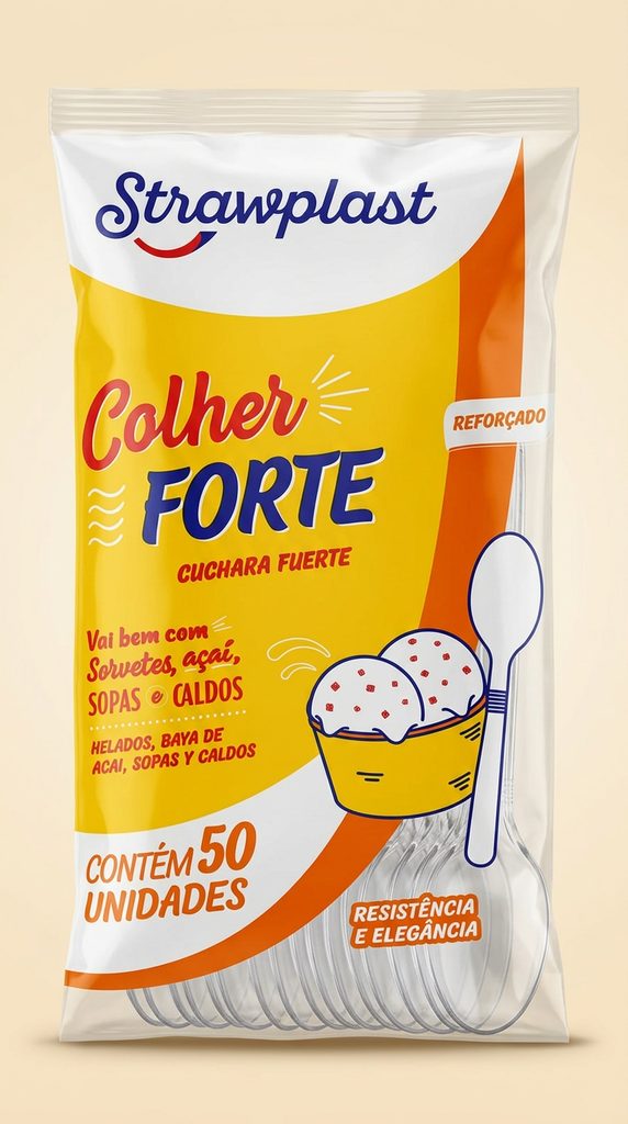 Colher Forte Strawplast Reforçada — 50 un