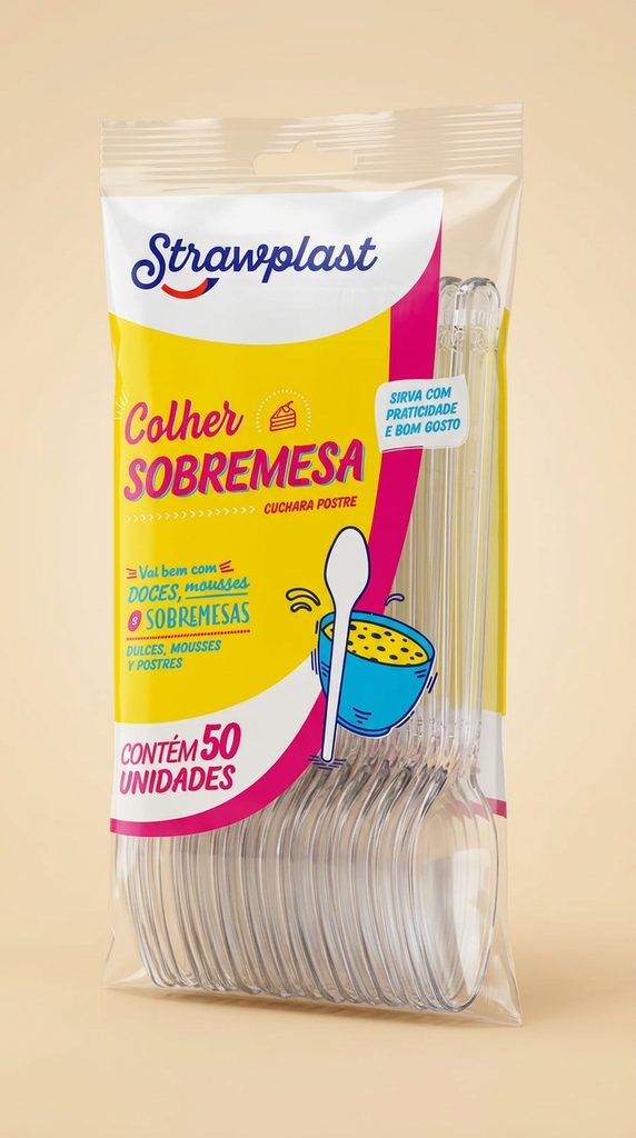 Colher Sobremesa Strawplast Cristal — 50 un