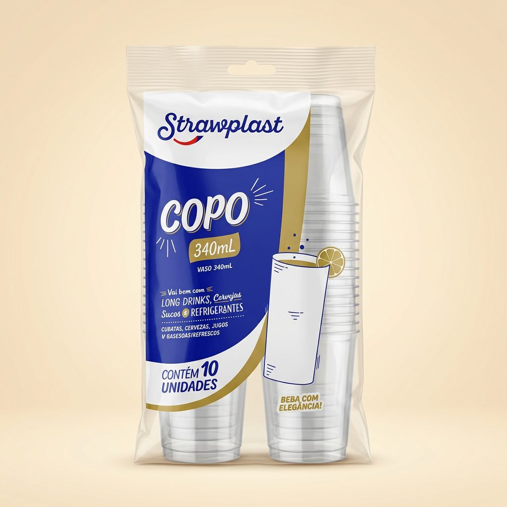 Copo Descartável 340ml Strawplast — 10un