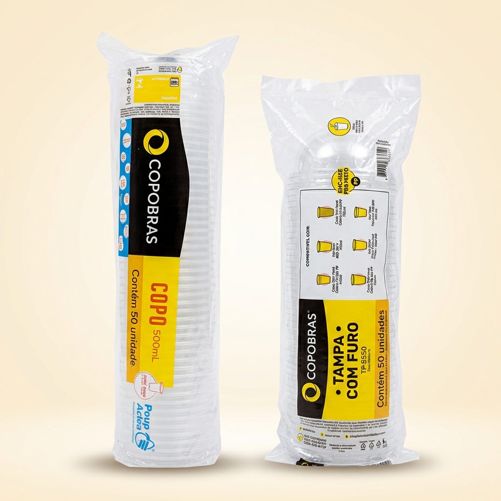 Copo 500ml + Tampa com Furo Copobras — 50 un