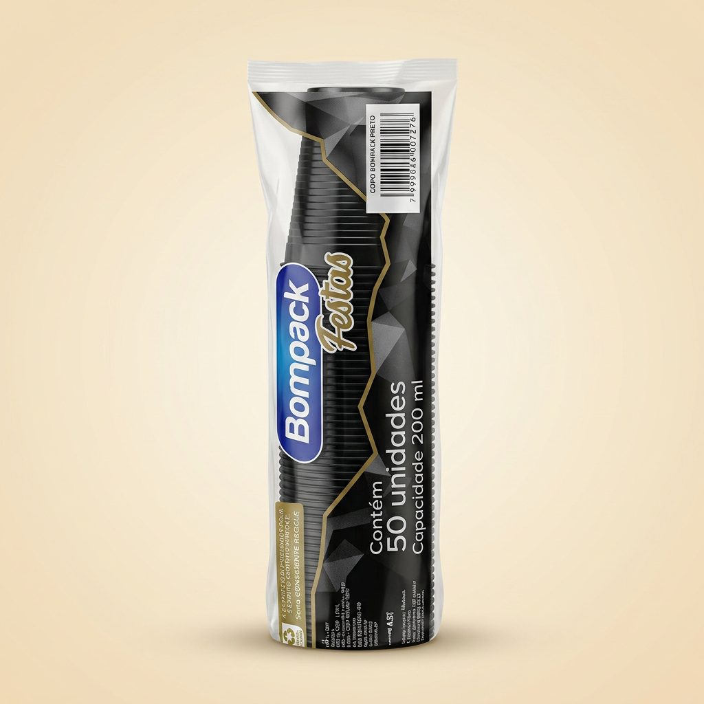 Copo Bompack Festas 200 ml Preto — 50 un