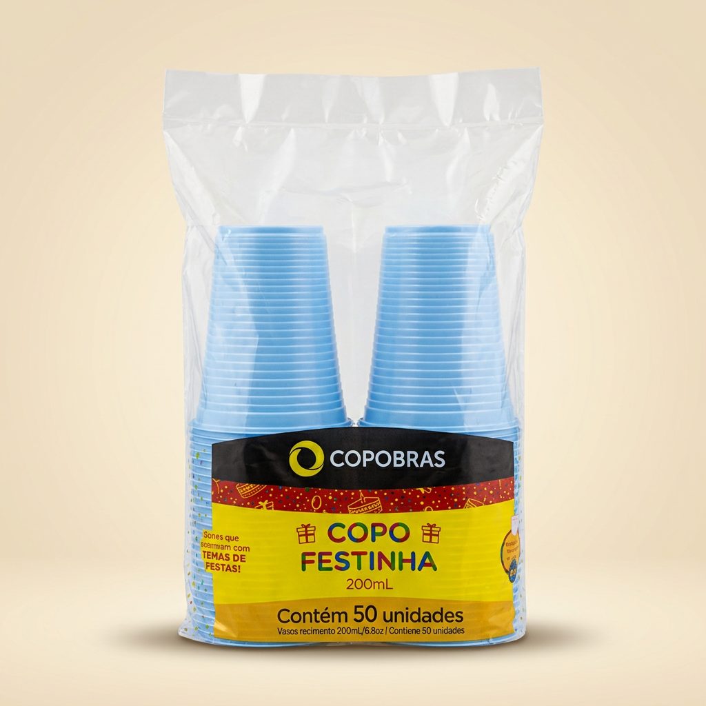 Copo Festinha Copobras 200 ml Azul Claro — 50 un