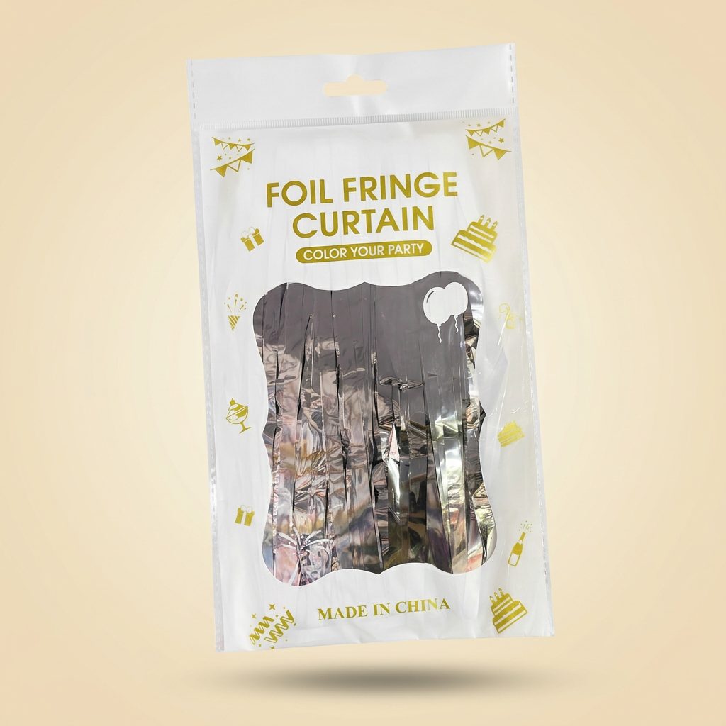 Cortina Foil Fringe Prata — 1 x 2 m