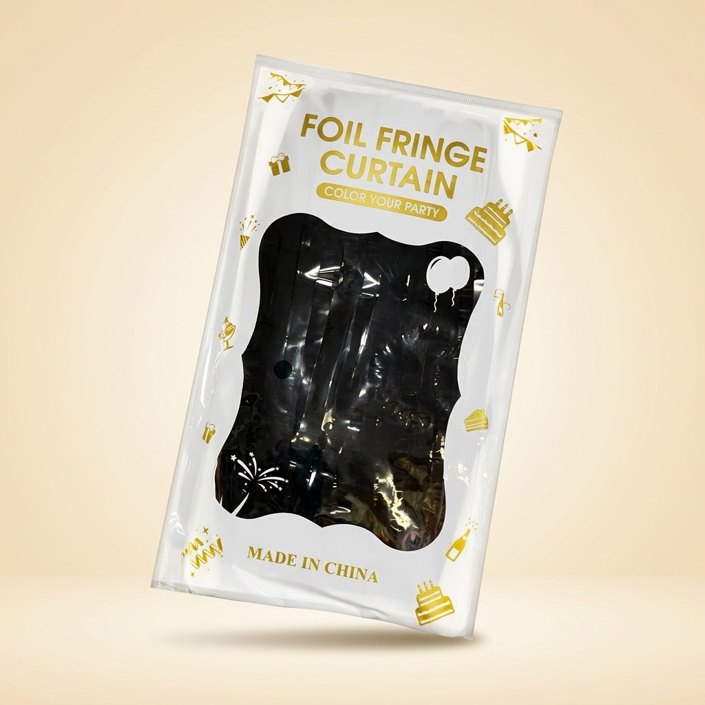 Cortina Foil Fringe Preta — 1 x 2 m