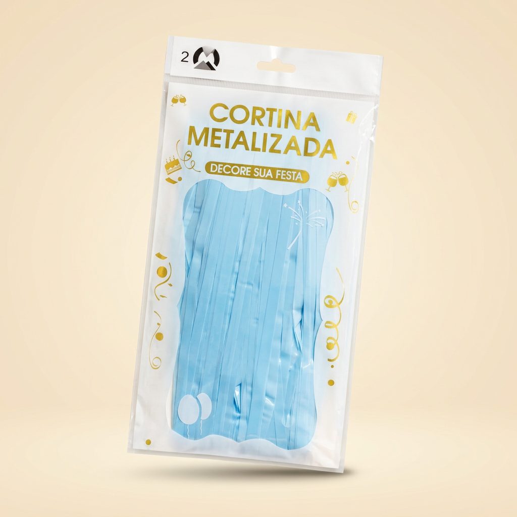 Cortina Metalizada Azul Claro — 1 x 2 m