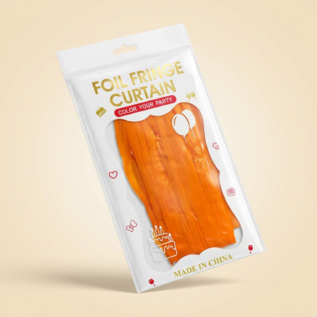 Cortina Metalizada Laranja — 1 x 2 m
