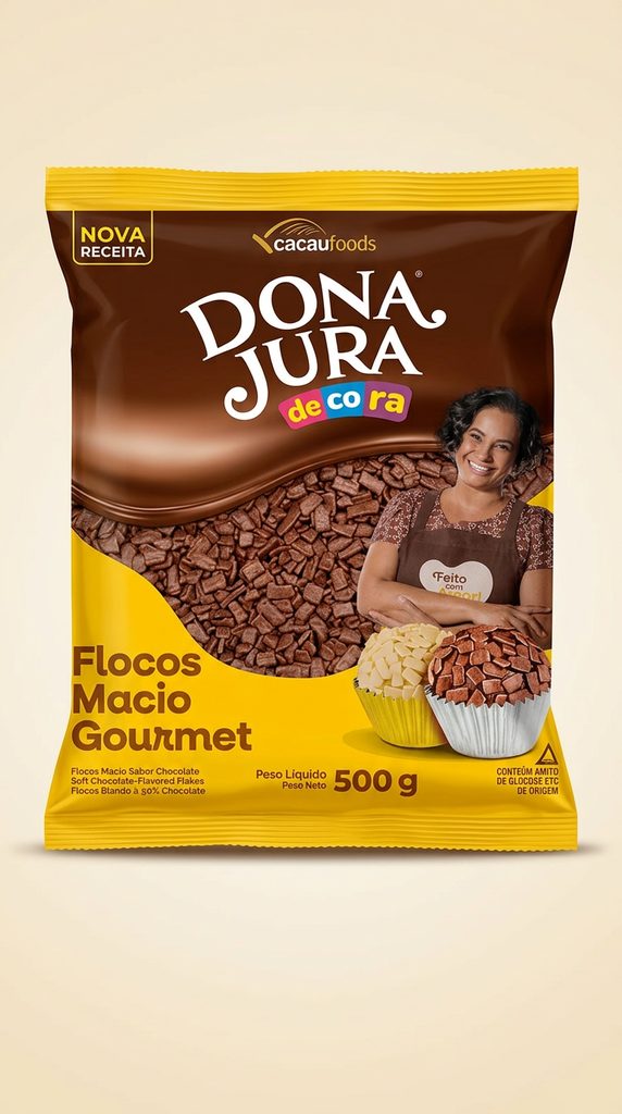 Dona Jura Decora Flocos Macio Gourmet Chocolate 500 g