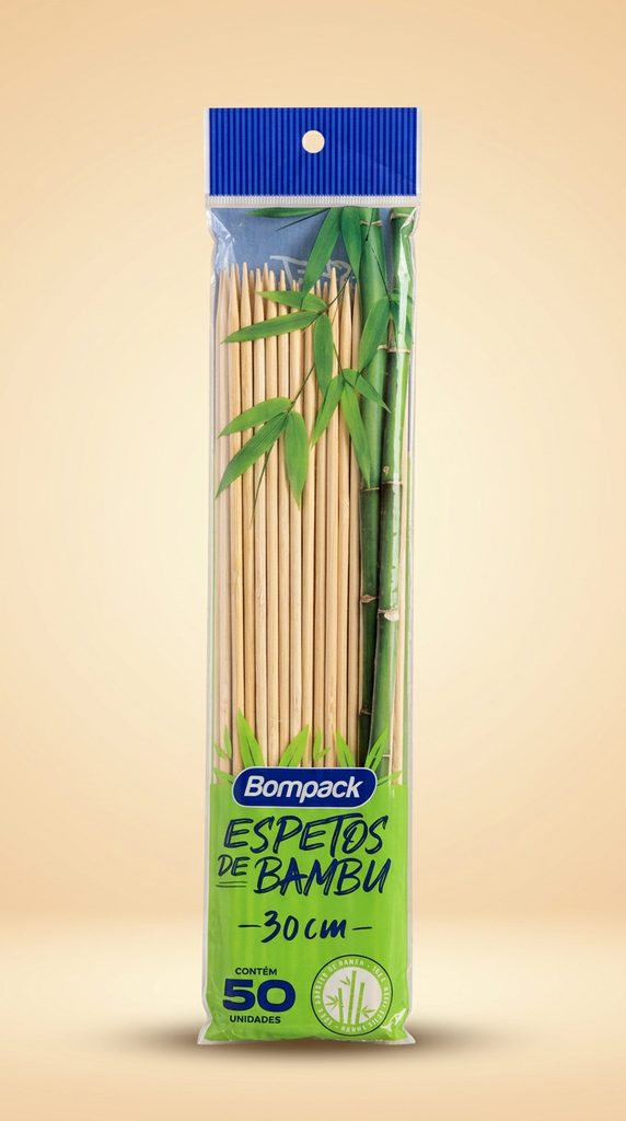 Espeto de Bambu Bompack 30 cm — 50 un