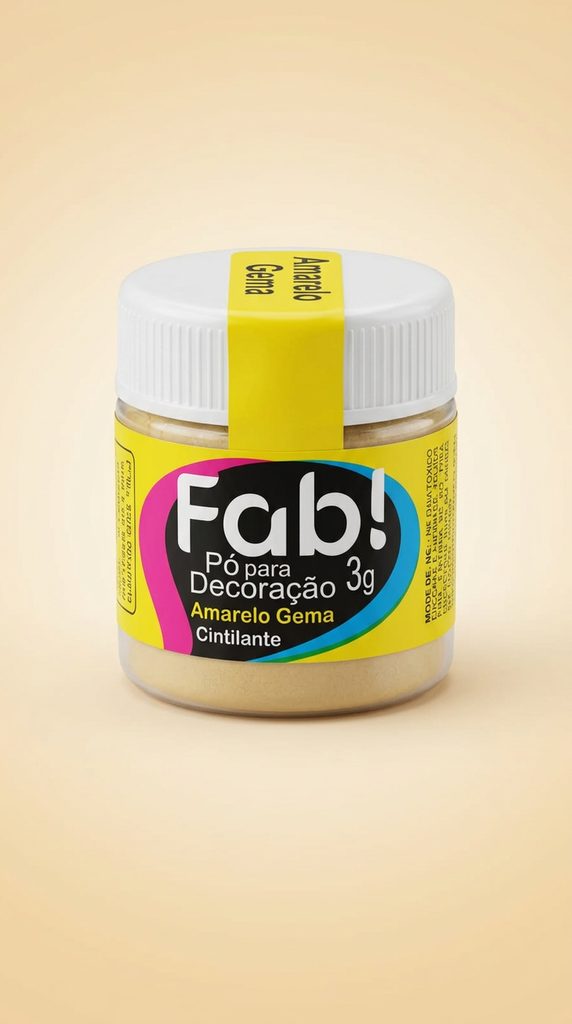Pó para Decoração Fab! Amarelo Gema Cintilante 3 g