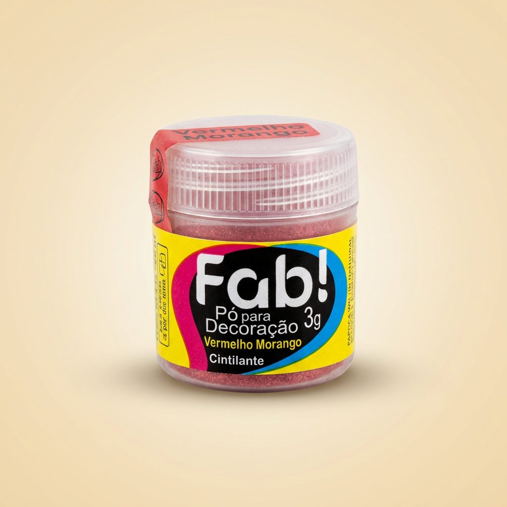 Pó para Decoração Fab! Vermelho Morango Cintilante 3 g