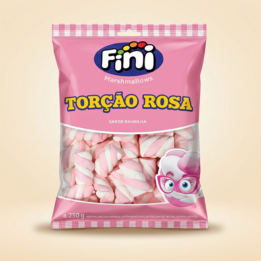 Marshmallow Fini Torção Rosa 250 g