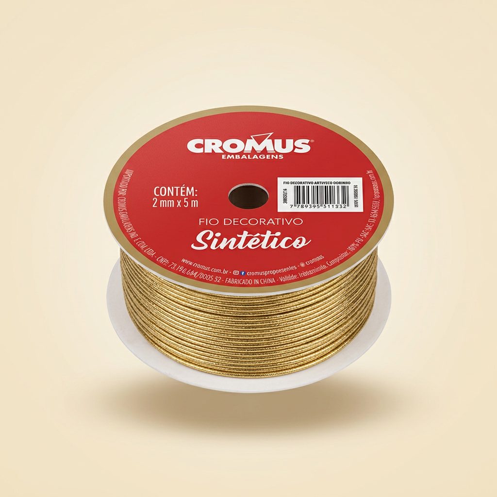 Fio Decorativo Sintético Dourado 2 mm x 5 m