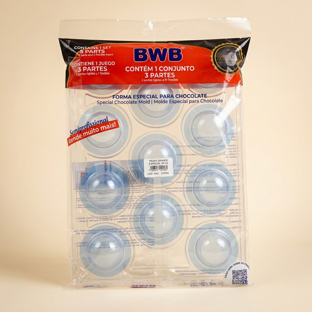 Forma Especial para Chocolate BWB Trufa Grande SP 42 — 3 partes