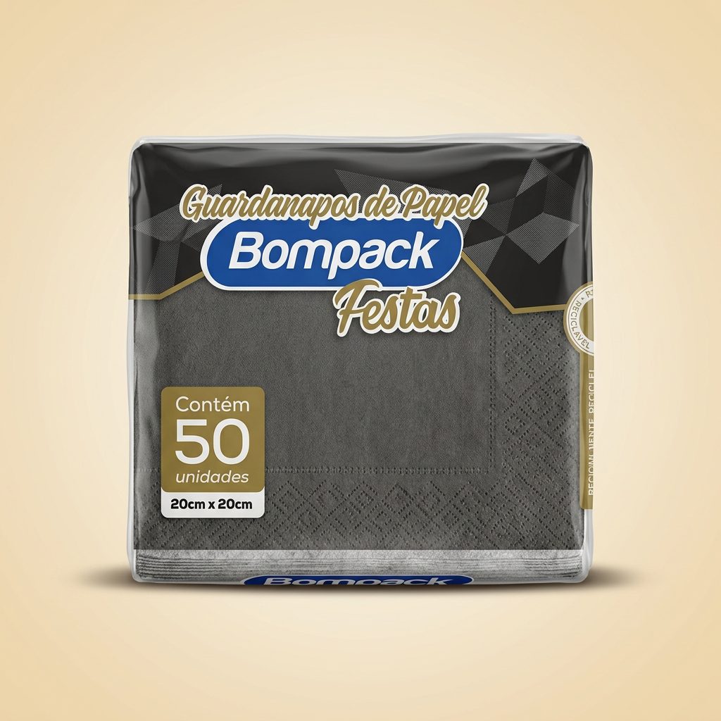Guardanapo de Papel Bompack Festas Preto 20x20 — 50 un