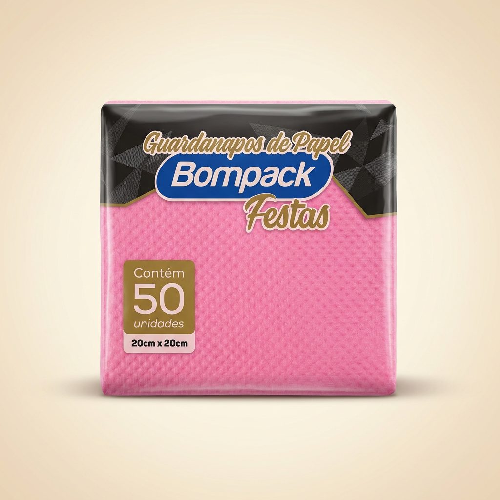 Guardanapo de Papel Bompack Festas Rosa 20x20 — 50 un