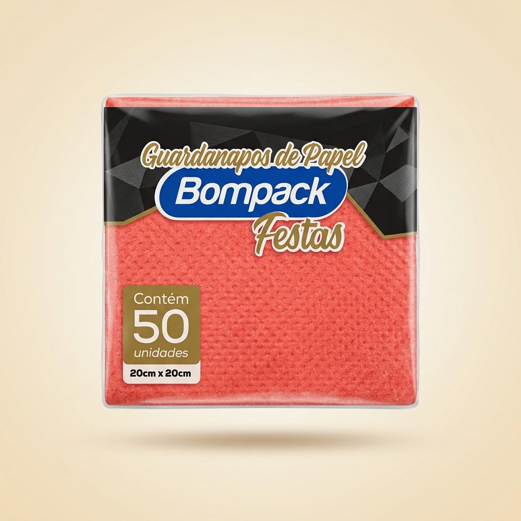 Guardanapo de Papel Bompack Festas Vermelho 20x20 — 50 un