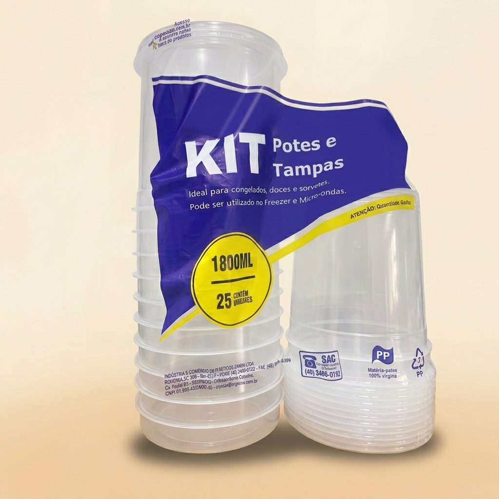 Kit Pote e Tampa Redondo 1800ml Copozan — Unidade