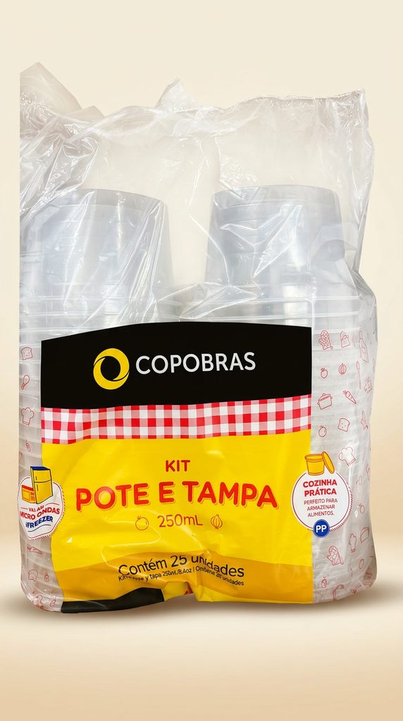 Kit Pote e Tampa Redondo 250ml Copobras — 25 un