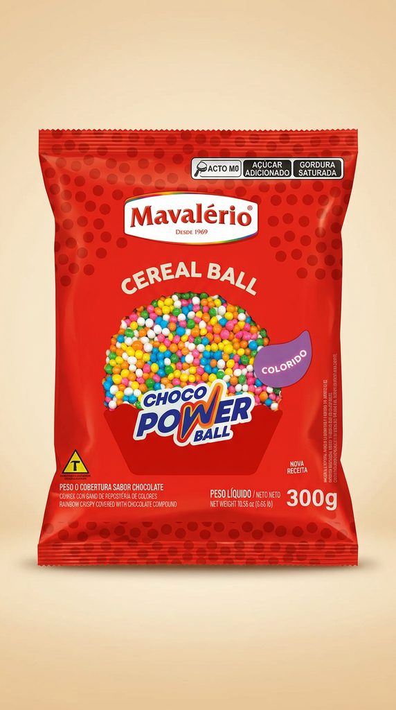 Choco Power Ball Mavalério Colorido 300 g