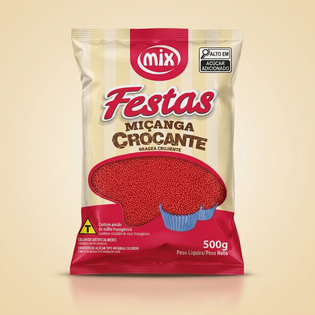 Miçanga Crocante Vermelha Mix 500 g