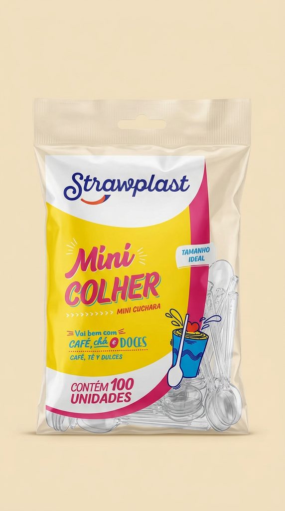 Mini Colher Strawplast — 100 un