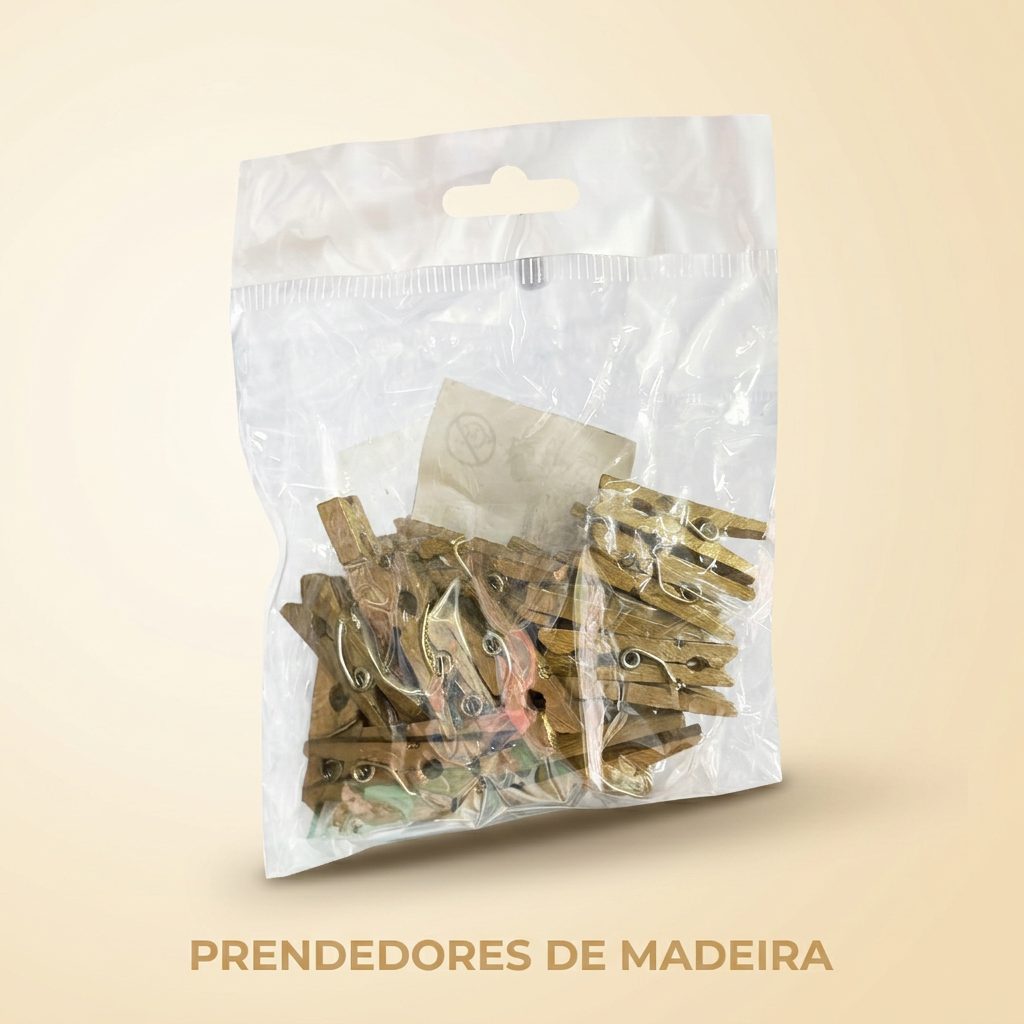 Mini Prendedores de Madeira Natural — pacote