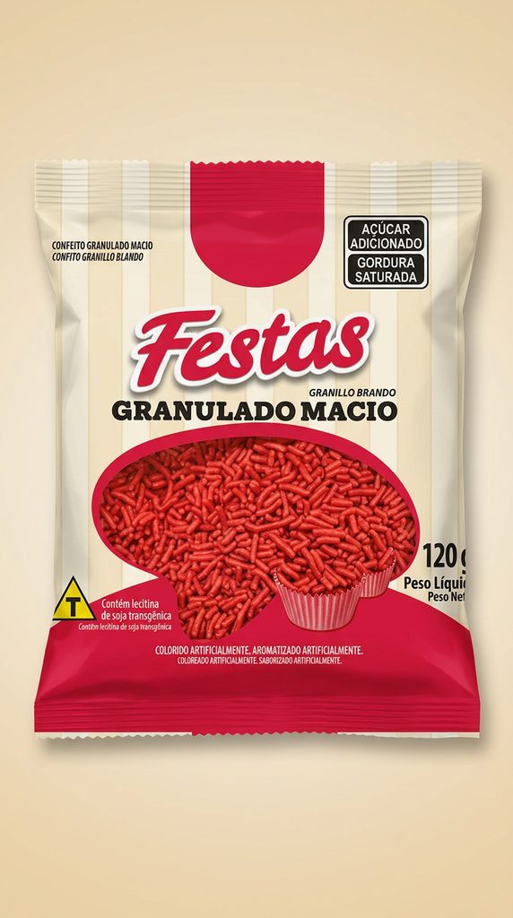 Granulado Macio Vermelho Mix Festas 120 g
