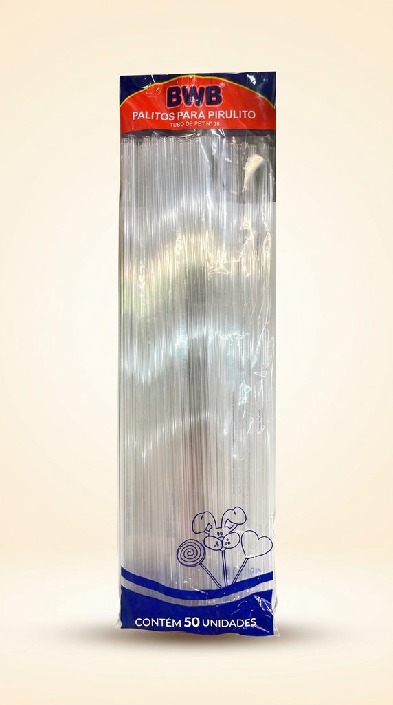 Palito para Pirulito BWB Tubo PET nº 28 — 50 un