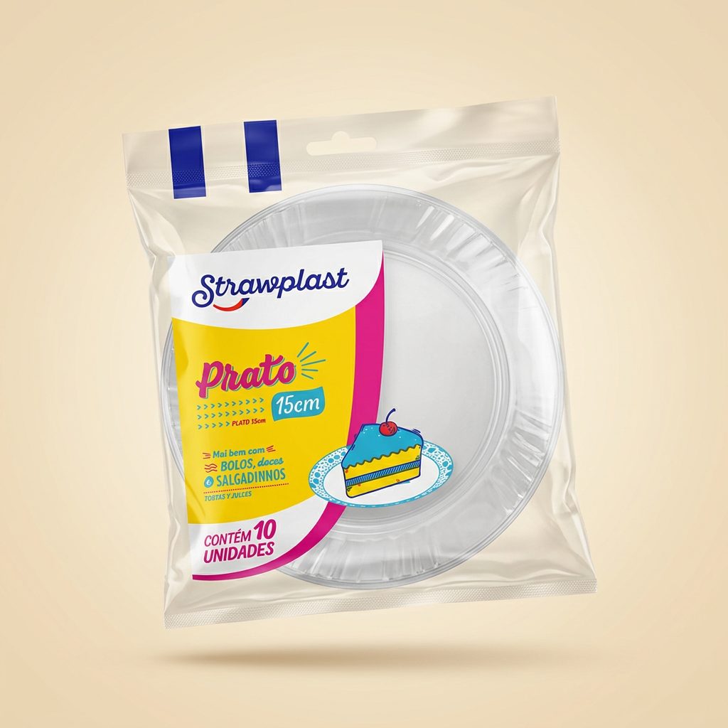 Prato Strawplast Redondo 15 cm Cristal — 10 un