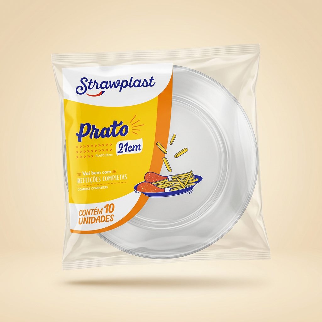 Prato Strawplast Redondo 21 cm Cristal — 10 un