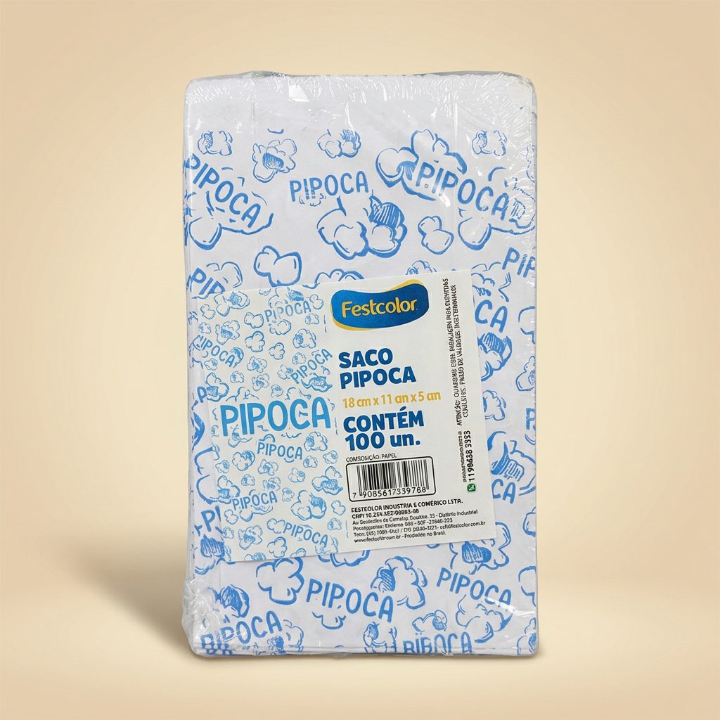 Saco para Pipoca 18 x 11 x 5 cm — 100 un