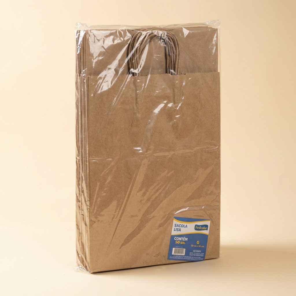 Sacola Kraft com Alça G2 39 x 30 x 10 cm — 10 un