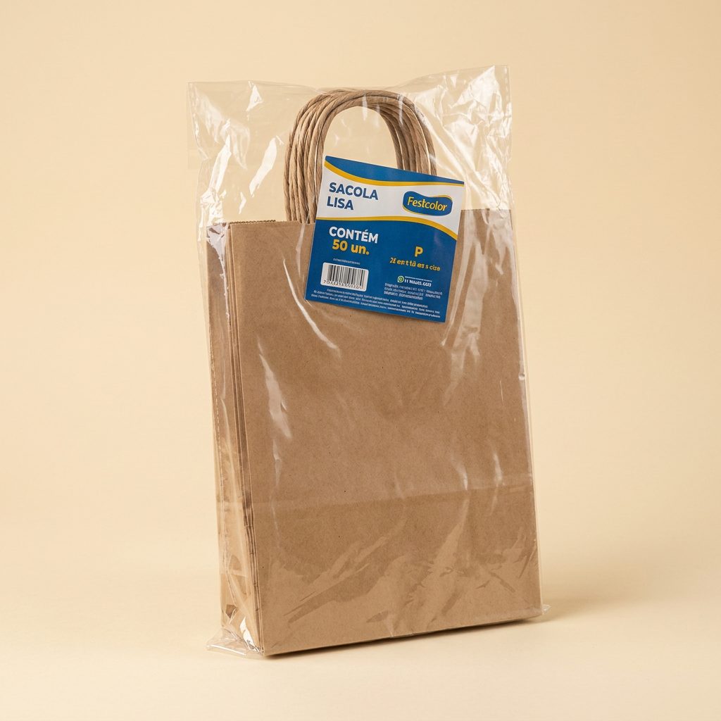 Sacola Kraft com Alça P 24 x 18 x 9 cm — 25 un