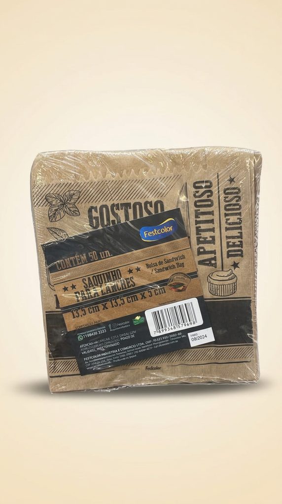 Saquinho Kraft para Lanches 13,5 x 13,5 x 5 cm — 50 un