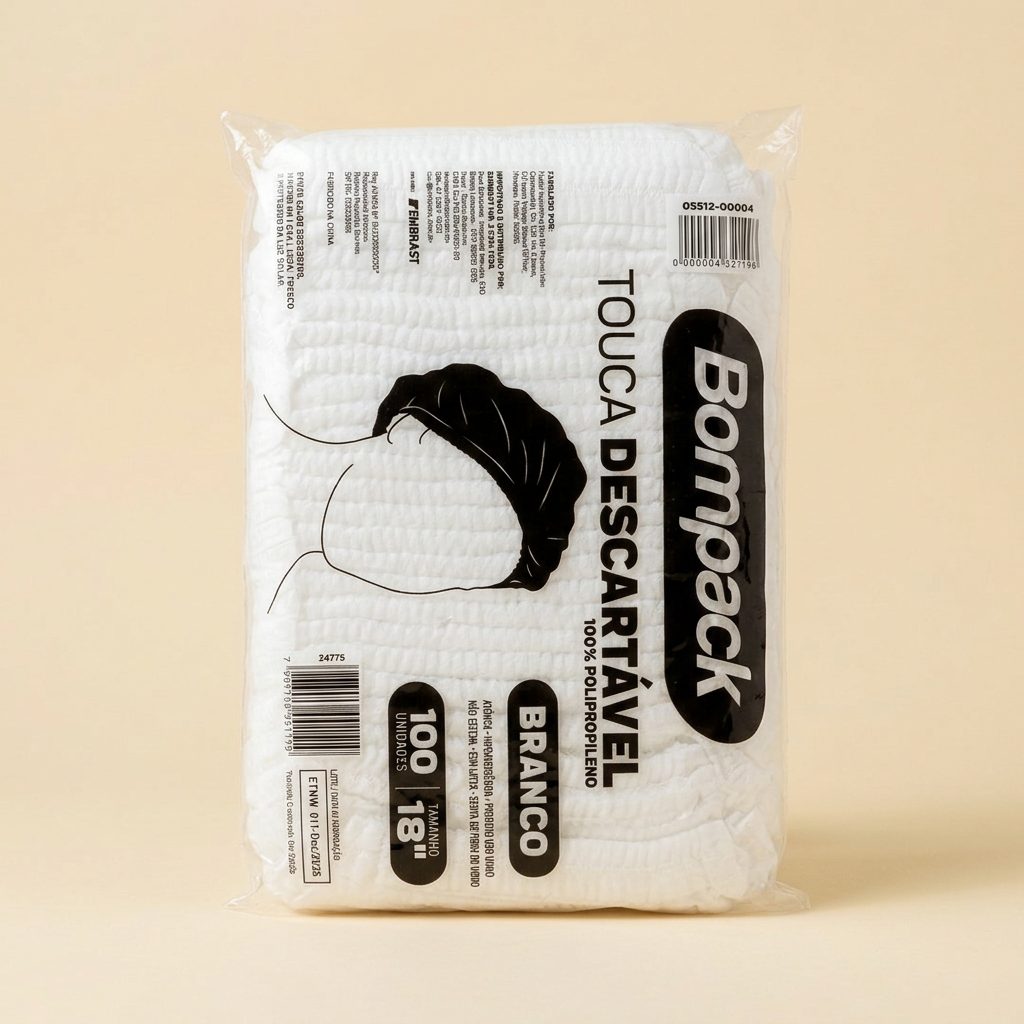 Touca Descartavel Branca Bompack 18 pol c/100