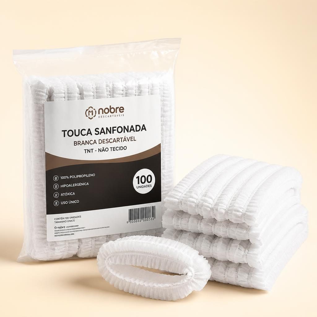 Touca TNT Branca Sanfonada 18 Bompack — 100 un