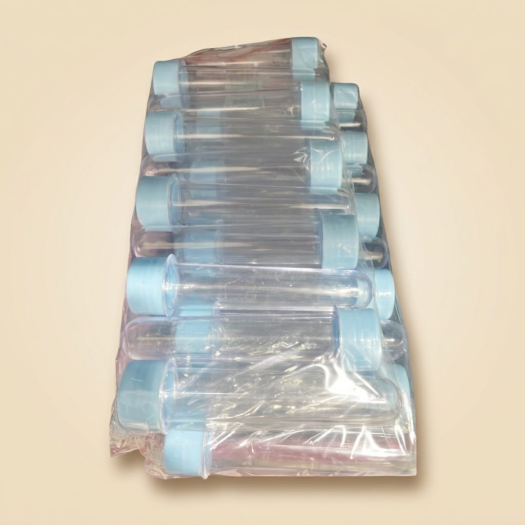 Tubete Transparente Tampa Azul — 10un